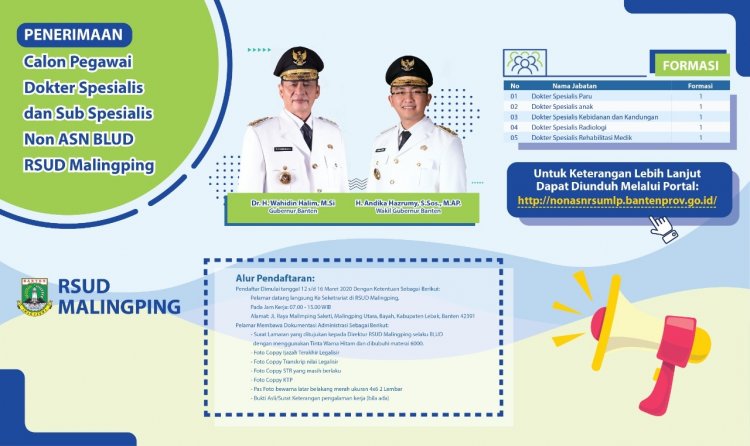 Penerimaan Calon Pegawai Dokter Spesialis Non ASN BLUD RSUD Malingping