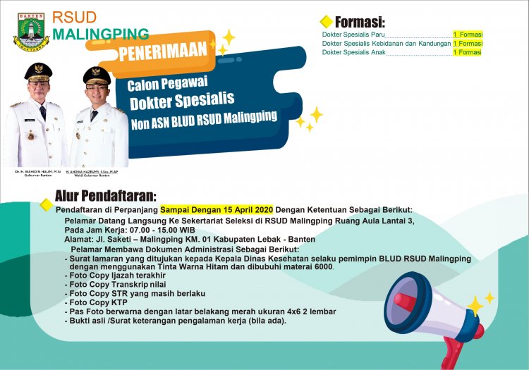 Perpanjangan Waktu Penerimaan Dokter Spesialis